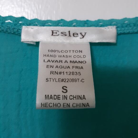 Esley cotton gauzy top or swim coverup sz S crocheted threadwork - Picture 8 of 8